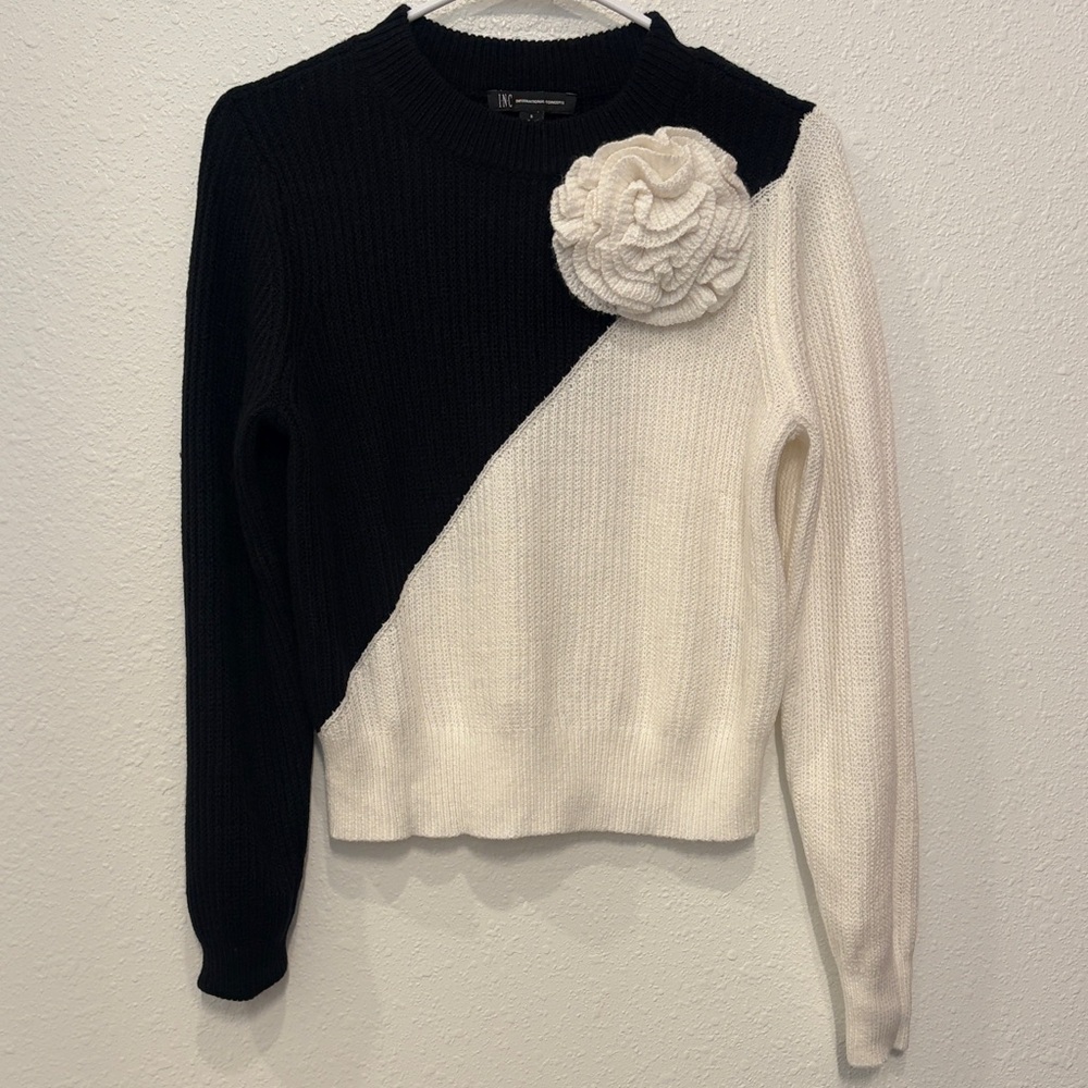 INC Black and White Sweater